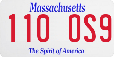 MA license plate 110OS9
