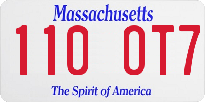 MA license plate 110OT7