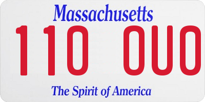 MA license plate 110OU0