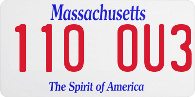 MA license plate 110OU3