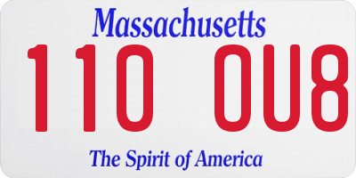 MA license plate 110OU8