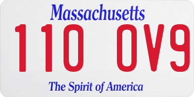 MA license plate 110OV9