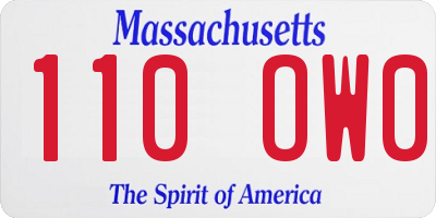 MA license plate 110OW0