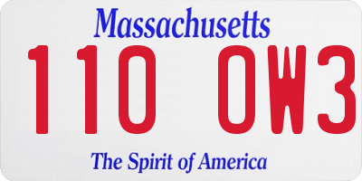 MA license plate 110OW3