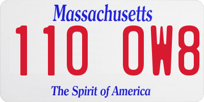 MA license plate 110OW8