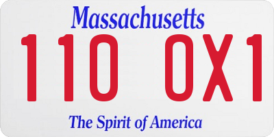MA license plate 110OX1
