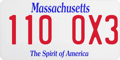 MA license plate 110OX3