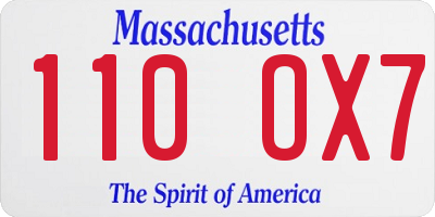 MA license plate 110OX7