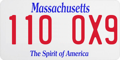 MA license plate 110OX9