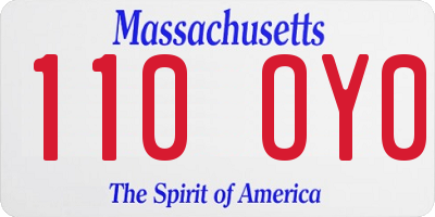 MA license plate 110OY0