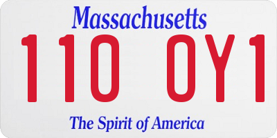 MA license plate 110OY1