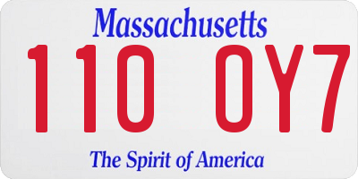 MA license plate 110OY7