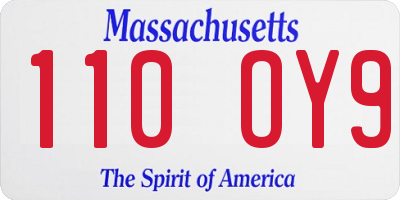 MA license plate 110OY9