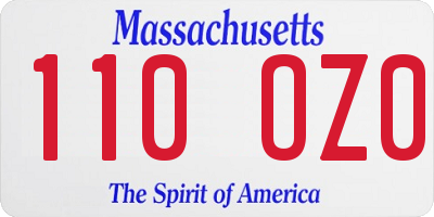MA license plate 110OZ0