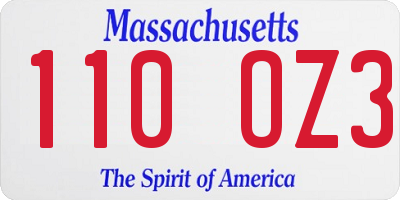 MA license plate 110OZ3