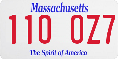 MA license plate 110OZ7