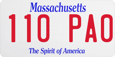 MA license plate 110PA0