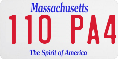 MA license plate 110PA4