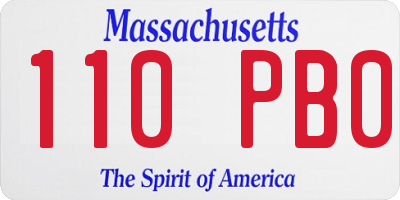 MA license plate 110PB0