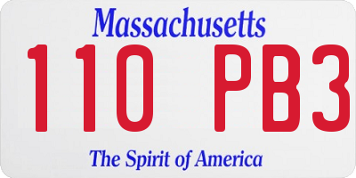 MA license plate 110PB3