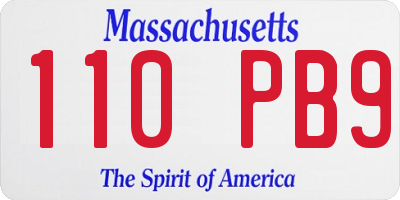 MA license plate 110PB9
