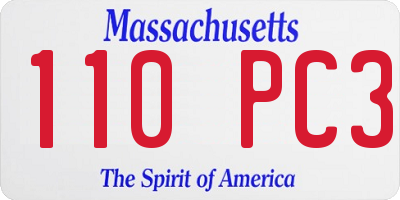 MA license plate 110PC3