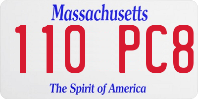 MA license plate 110PC8