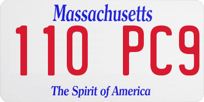 MA license plate 110PC9
