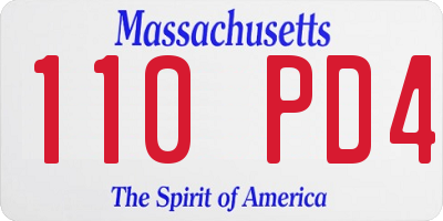 MA license plate 110PD4
