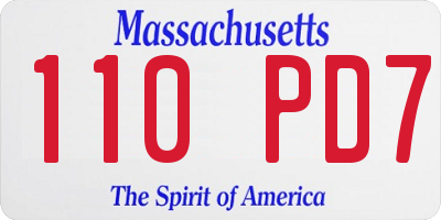 MA license plate 110PD7