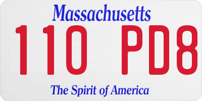 MA license plate 110PD8