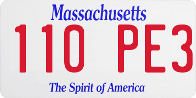 MA license plate 110PE3