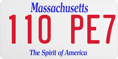 MA license plate 110PE7