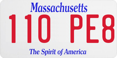 MA license plate 110PE8