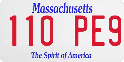 MA license plate 110PE9