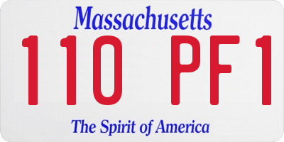 MA license plate 110PF1