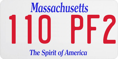 MA license plate 110PF2