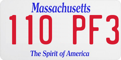 MA license plate 110PF3