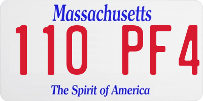 MA license plate 110PF4