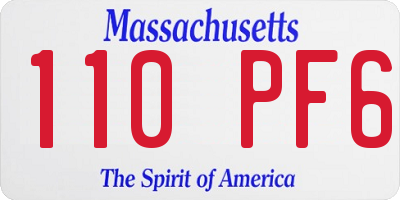 MA license plate 110PF6