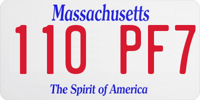 MA license plate 110PF7