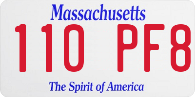 MA license plate 110PF8