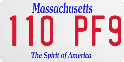 MA license plate 110PF9