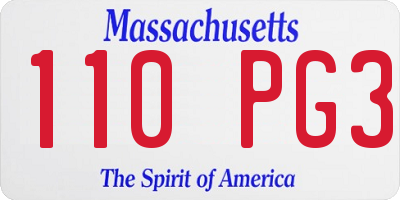 MA license plate 110PG3