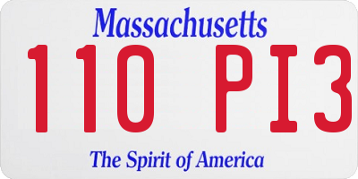 MA license plate 110PI3