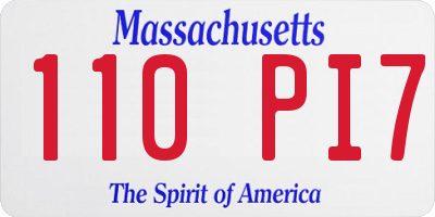 MA license plate 110PI7