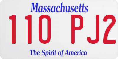 MA license plate 110PJ2
