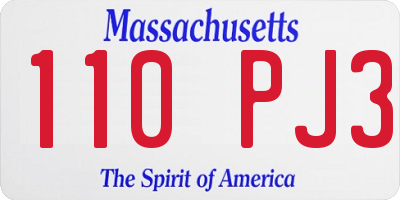 MA license plate 110PJ3