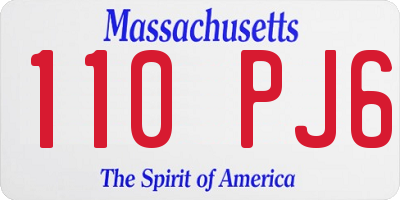 MA license plate 110PJ6