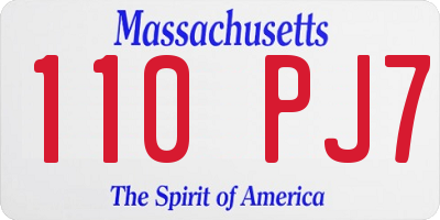 MA license plate 110PJ7
